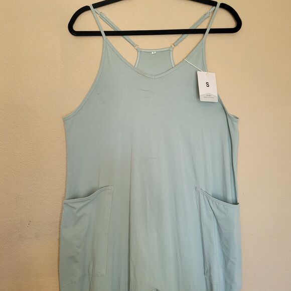 Womens Blue Jumpsuit Size Small Harem Oversized Pockets Casual Hot Shot Flaw Nwt - Picture 2 of 8